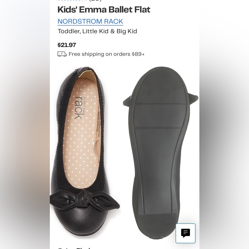 Girls black ballet flat dress shoes
